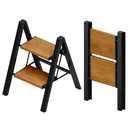 Taranta 2 Step Ladder,Aluminum Lightweight Folding 2 Step Stool with Anti-Slip Wide Pedal, 330lbs Capacity Step Ladder for Household,Kitchen,Office - BlackWoodgrain