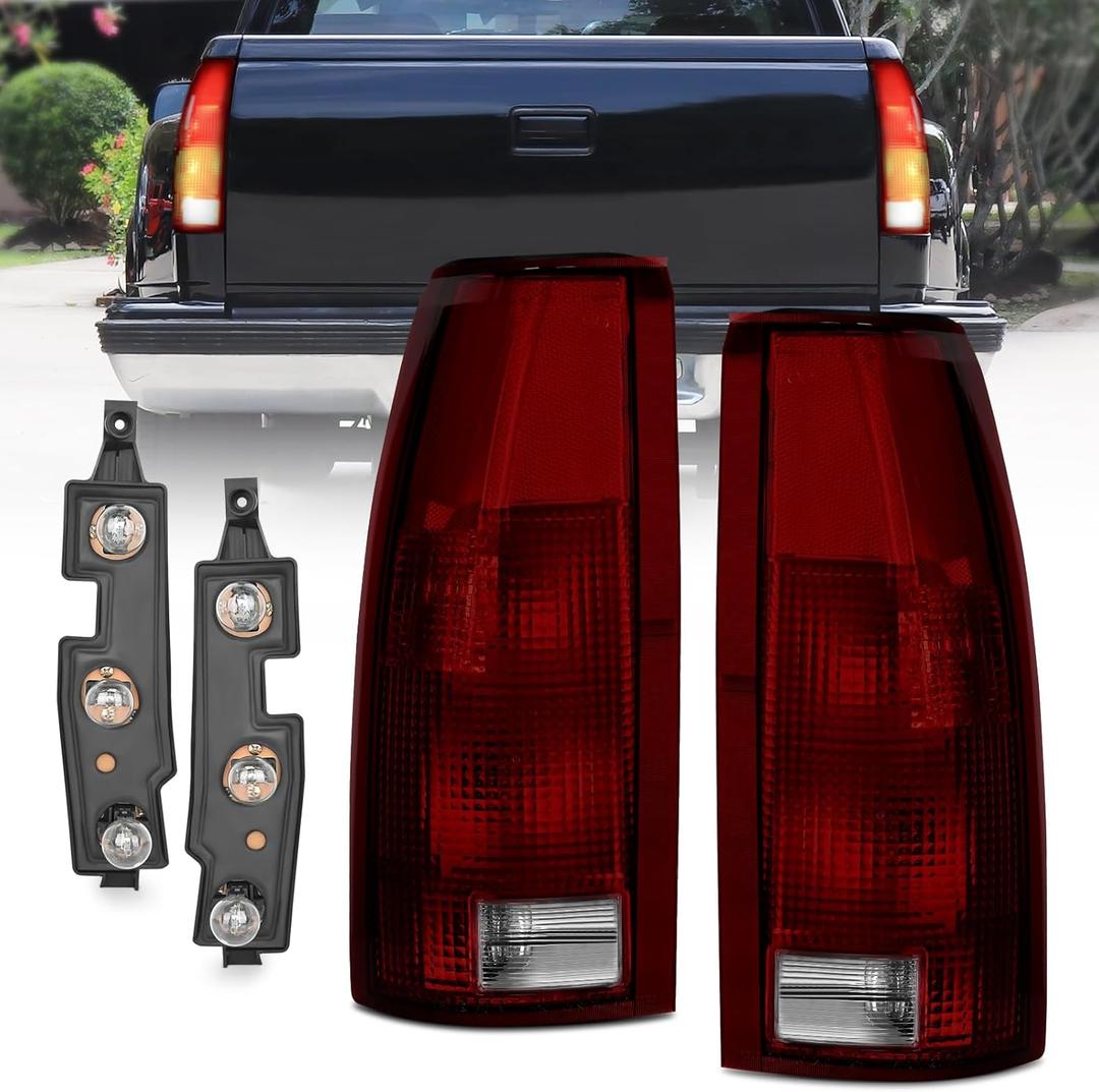 Nilight Taillight Assembly Compatible with 1988 1989 1990 1991 1992 1993 1994 1995 1996 1997 1998 1999 Chevy GMC C/K Suburban Blazer Tahoe Yukon 2000 Cadillac Escalade Silverado Sierra Pair Dark Red (Dark Red-Pair of Driver and Passenger Side)