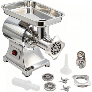 Commercial Meat Grinder, 330LB/h 1100W Electric Meat Grinders, Heavy Duty Stainless Steel Electric Meat Mincer Machine with 6mm/8mm Grinding Plates for Kitchen Restaurant Butcher Store