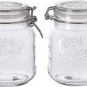 Mason Craft & More Clear Glass Clamp Jars, 1 Liter 2PK