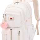 LXYGD Laptop Backpack 15.6 Inch Kids Elementary Middle High School Bag College Backpacks Anti Theft Travel Back Pack Large Bookbags for Teens Girls Women Students (Off-white)