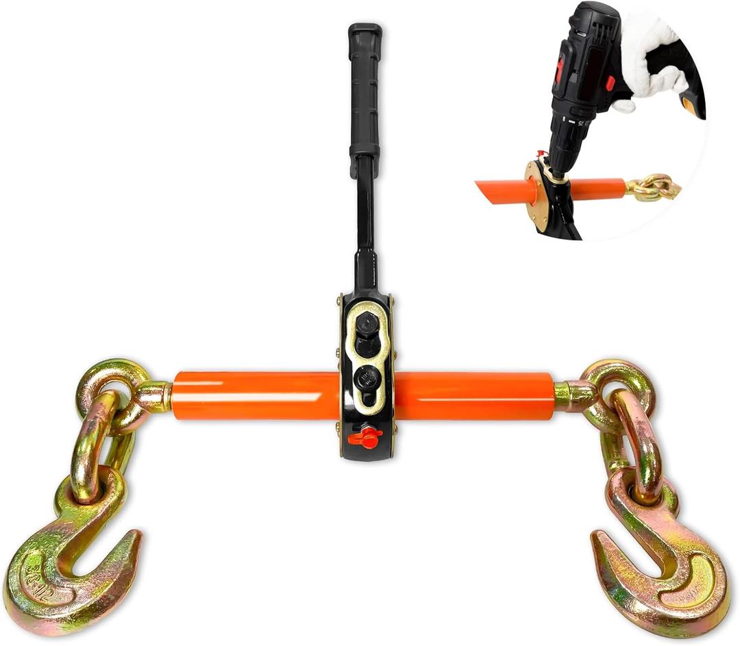 Electric Torque Drive Load Binder | Fits 3/8-1/2 Chain | 9,200 lbs Safe Working Load | Heavy-Duty Ratchet Binder Compatible with Portable Drill for Fast Cargo Tie-Down & Load Securement