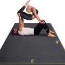 GXMMAT Large Yoga Mat 12'x6'/10'x6'/6'x8'(7mm), Extra Thick Workout Mats for Home Gym Flooring, Ultra Comfortable Non-Slip Quick Resilient Barefoot Wide Exercise Mat for Pilates, Stretching,Meditation (Black Real)