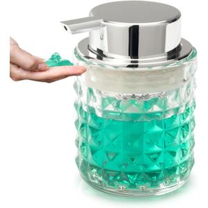 Soap Dispenser with Liquid Pump Hand Lotion Dispenser Glass Antislip Shampoo Bathroom Kitchen 9oz (Can't Foam)
