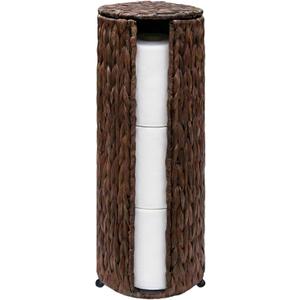 PINXIURY Water Hyacinth Paper Roll Holder, Wicker Toilet Paper Holder Stand for Bathroom, Toilet Roll Holder Stand for Bathroom and Under Sink, 3 Rolls of Toilet Paper Storage, Coffee