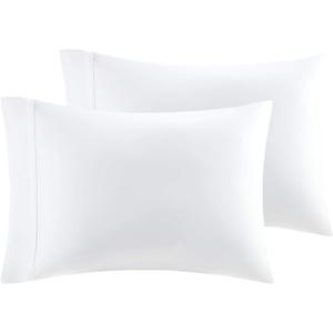 Comfort Spaces 100% Rayon (from Bamboo) Pillowcases, Breathable, Ultra Soft, Cooling Piillowcase, All Season, Cozy Bedding, Standard Queen, White 2 Piece (CS21-1222)