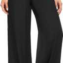 ZOOSIXX Soft Black Pajama Pants for Women, Wide Leg Comfy Casual Lounge Yoga Capri Pants 22'' / 30'' (Large), Black 