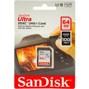 SanDisk 64GB Ultra SDXC UHS-I Memory Card - 100MB/s, C10, U1, Full HD, SD Card - SDSDUNR-064G-GN6IN