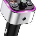 VR robot Bluetooth FM Transmitter for Car, QC3.0 Quick Charge & LED Backlit Bluetooth Car Adapter, Radio Receiver Adapter Car Kit with Dual USB Charging Support TF Card & U Disk