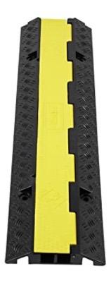VEVOR 1 PCs 2 Channel Rubber Cable Protector Ramp, 12000 lbs/axle Capacity Heavy Duty Hose Wire Cover Ramp Driveway, Traffic Speed Bump w/Flip-Open Top Cover & 50 ft Warning Tape, for Indoor&Outdoor