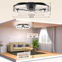 AIKVSXER 20" Ceiling Fan with Light, Modern Low Profile Fan Light, Quiet DC Motor, 6 Speeds, 3000K-6500K Dimmable LED, App & Remote Control, for Bedroom Living Room Indoor Home Decor