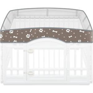 Dog Playpen Mesh Top Lid Fits for 36 Inch 4 Panels Crate Cover Regular Square Plastic Exercise Pet Pen, Breathable Pet Playpen Shade Covers for Dog Crate Pad, Cover Only, Fence Not Included(Gray)