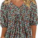 Magritta Womens Puff Half Sleeve Summer Tunic Tops Casual Chest Pleated Shirts Work Blouse for Women Dressy (XX-Large, Amy Whitegarden)