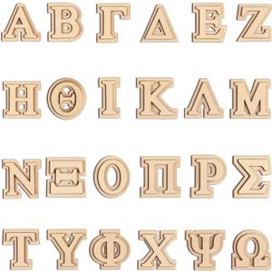 Double Layer Wooden Greek Letters 2 inch Unfinished Wood Greek Alphabets Letters 24Pcs Small Wood Letter for Crafts Paddle DIY Painting Arts Project Home Wall Decor (2 inch-24 pcs)