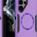 Designed for Samsung Galaxy S22 Ultra Case,Magnetic,Drop Protection Heavy Duty,Double Layer Protection,Compatible with MagSafe,Dustproof,No Yellowing,No Fading,for Men Women,Purple Black