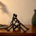 Embracing Couple Iron Sculpture, Romantic Love Metal Decor, Wedding Anniversary Engagement Valentines Day Gift