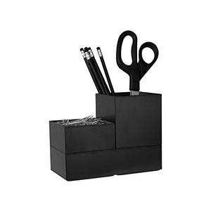 Bostitch Office Konnect Desk Organizer Accessory Tray & Storage Cup Bundle, Stacks for Desktop Storage,Makeup Organization, Black, Pack of 2
