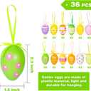 Garma 36 PCS Easter Hanging Plastic Eggs Decorations Colorful Eggs Painted Ornaments with Bow, Easter Tree Ornaments Decor for DIY Crafts Party Favor Home Decor Pascua Exchange Gifts
