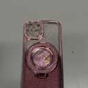 Glitter Kickstand Case for iPhone 14, Luxury Bling Sparkly Diamond Rhinestone with Camera Lens Protector Liquid Flowing Ring Stand TPU Bumper Slim Women Girls Case for iPhone 14 6.1" (Pink)