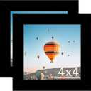 4x4 Picture Frame Set of 2 Black for Wall Hanging or Tabletop, Wall Mounting Horizontally or Vertically, 4 x 4 Square Wall Gallery Poster Photo Frame with Shatter Resistant Plexiglass, 2 Pack, Black