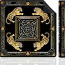 Black Gold Tiger Mahjong Mat for Table, Elegant Jungle Wildlife Tiger 31.5" x 31.5" Non-Slip & Noise Reduction Mahjong Mat for Poker Dominoes Cards & Board Games