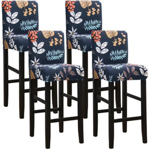 SPRINGRICO Bar Stool Covers Set of 4, Stretch Washable Barstool Seat Covers with Backs, Removable Counter Height Chair Covers for Kitchen Dining Room Cafe (Garden Wind, 4PCS)