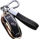 for Tesla Model X Key Fob Cover with Keychain, Full Cover Protection Key Fob Case Premium Soft TPU Smart Remote Key Holder (Black)