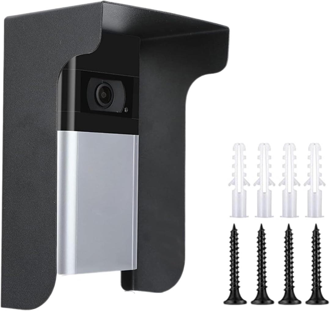 Metal Doorbell Cover Weatherproof Compatible with Ring/Blink (New Model)/Google Nest/Arlo/Eufy/AOSU Doorbell, Doorbell Rain Cover, Anti Glare Sun Shade Protection for Most Video Doorbells