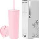 Simple Modern Insulated Tumbler with Lid and Straw | Iced Coffee Cup Reusable Stainless Steel Water Bottle Travel Mug | Gifts for Women Men Her Him | Classic Collection | 24oz | Blush