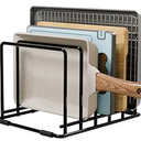 Kitchen Pan Organizer and Pot Rack, 5-Slot Steel Holder for Thin Pans, Baking Trays, and Cutting Boards - Space-Saving Storage