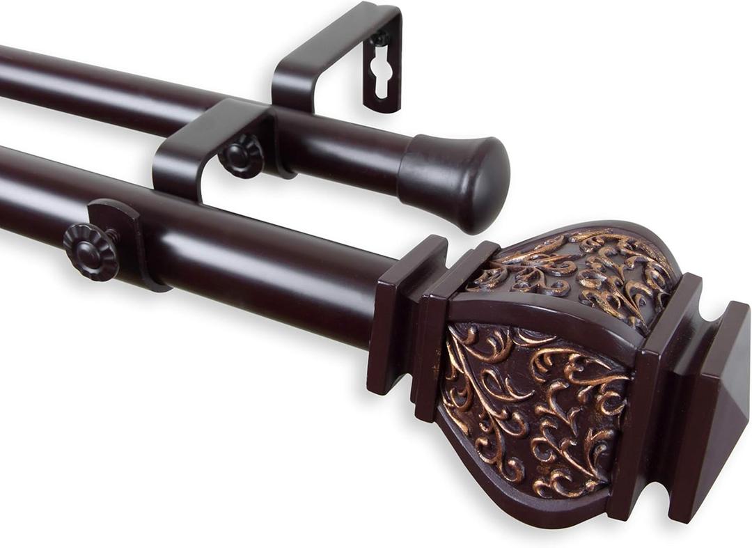 Rod Desyne 1" Jypsiere Double Curtain Rod, 28-48 inch, Mahogany