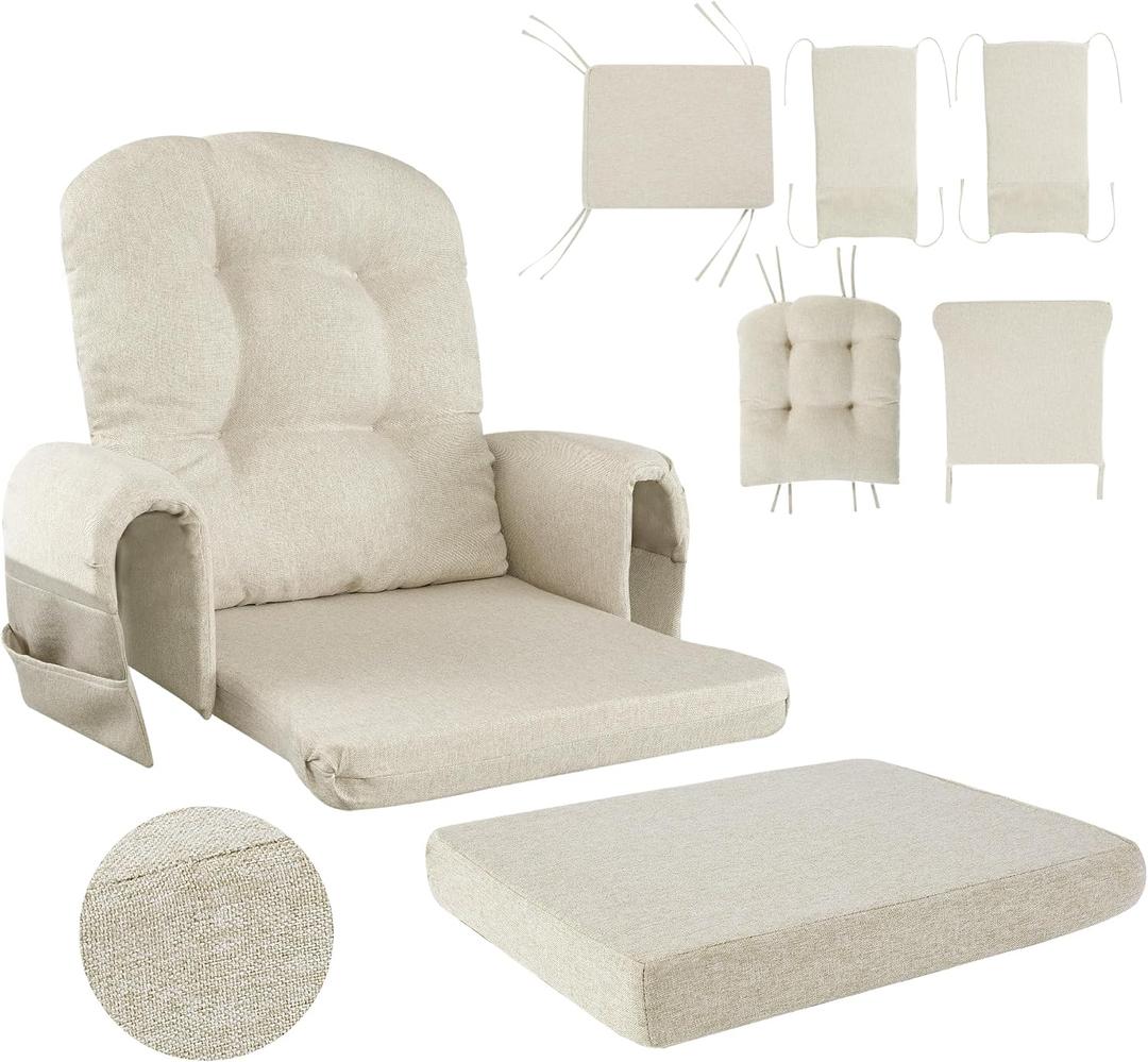 HOMBYS Glider Rocker Replacement Cushions with Storage Side Pocket,Linen-Like Fabric, Foam & Microfiber Filling, Non-Slip & Washable,Thickened & Supportive for Glider Rocking Chair (Khaki), 22"x21"