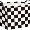 HIYAGON Rectangular Car Basket for Boys Checkered Basket Kids Baby Storage Bin Toy Organizer Box Car Room Decor(Racing Flag)