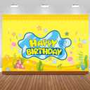 Cartoon Sponge Birthday Party Decorations Sponge Birthday Banner for Sponge Bob Birthday Party Backdrop Photo Background Wall Decor Sponge Party Supplies