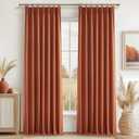 Pinch Pleated Black Out Curtains 84 Inch Long for Living Room, Thick Linen Memory Trained Boho Bedroom Darkening Curtain 84 Inch Length 2 Panel Set Double Layer Thermal Viral Window Drapes, 40"W x 84"L