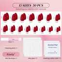 evpct Glossy Press on Nails Short Almond Short for Women, Dark Red Fake Nail with Kits Salon Quality Reusable Stick on Nails In 15 Sizes 30Pcs Full Cover False Nail Soft Gel Set Kit for Gift, 27 (30 Fl Oz (Pack of 1))