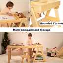 DJAR Kids Wooden Activity Art Table and 2 Chairs Set, Paper Roll Storage