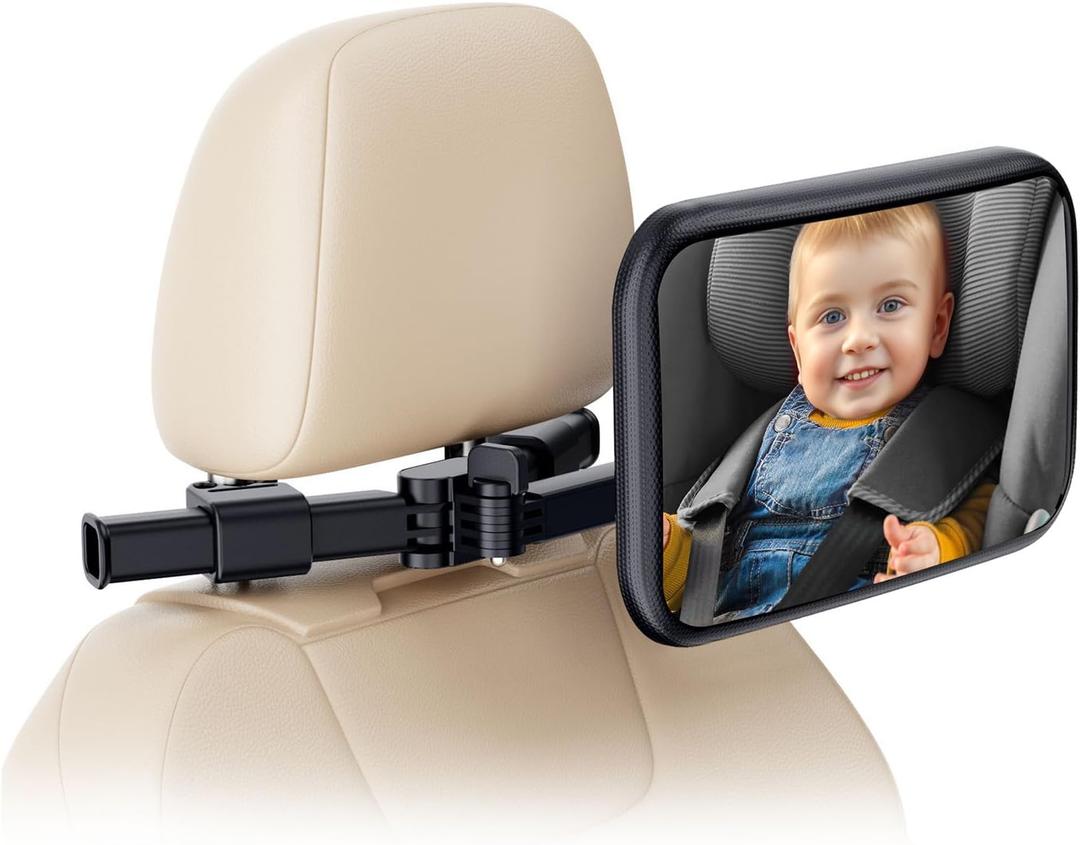 Car Seat Mirror for Baby Rear Facing - Adjustable Infant Safety Back Mirrors with Hook Clip, Wide View and Shatterproof Cars Backseat Accessories