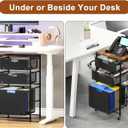 EasyPAG Rolling Storage Cart with 3 Drawers, Under Desk File Cabinet on Lockable Wheels, Movable Letter Size Hanging File Folder Organizer with Wooden Printer Stand for Home Office, Black