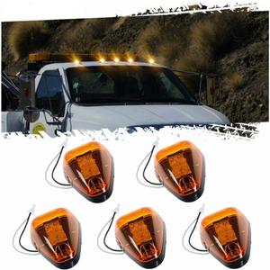 5pcs Amber Lens Amber LED Cab Roof Marker Lights, KOMAS Roof Top Lamp Clearance Running Light Replacement for Truck SUV Ford 1999-2016 E/F Super Duty (Amber Lens & Amber LED)