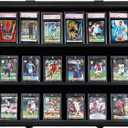 Baseball Card Display Case - 18 Graded Card Display Case - Wall-Mount Lockable Sport Card Box with UV Protection Acrylic for Display Basketball Football Hockey Card - Black