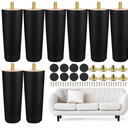 Maitys 8 Pcs 6 Inch Round Solid Wood Furniture Legs Furniture Wooden Replacement Chair Feet Dresser Sofa Couch Legs Table Cabinet Footstool DIY Projects for Home(Brown)