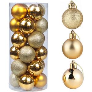 24ct 2.36 Inch Christmas Balls Ornaments for Xmas Christmas Tree - Shatterproof Christmas Tree Decor Hanging Ball for Holiday Wedding Party Decoration (Gold 60mm)