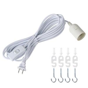 20ft Pendant Light Cord, with E26 Socket Pendant Light Kit, Hanging Light Cord, Socket On Off Inline Cord Switch Control Lamp, for Kitchen Bedroom Plant Growth Light, White, 1-Pack