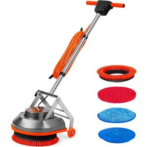 HHQ 15" Floor Buffer Machine, Commercial Floor Scrubber Machine with Brushes and Pads, Heavy Duty Floor Cleaner and Polisher- Deep Clean and Polish Your Floors with Ease