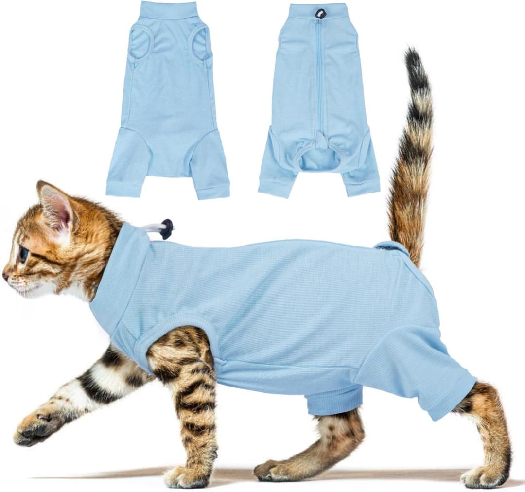 Cat Recovery Suit with Hind Legs, Breathable Onesie After Surgery Female for Abdominal Wounds or Skin Diseases, Anti-Licking Full Body Pet Surgical Pajamas, E-Collar Alternative Wear