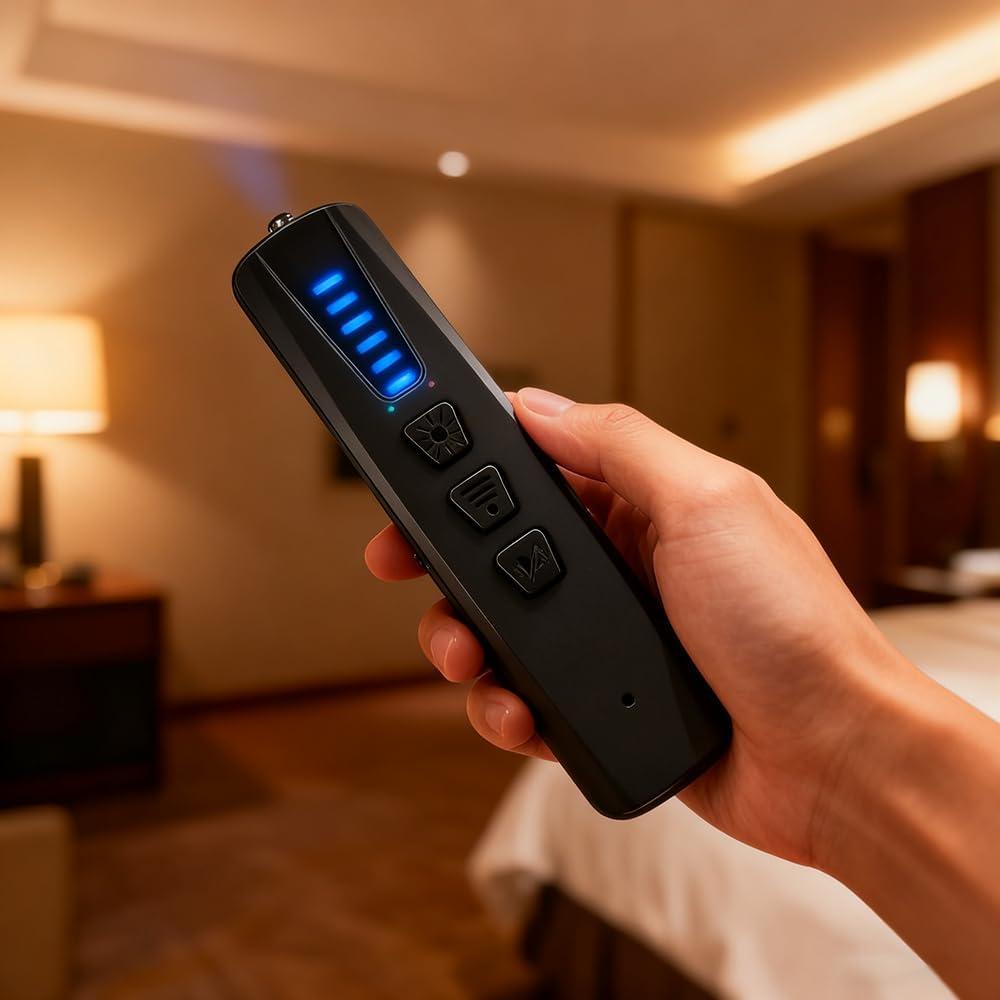 Anti-Spy Hidden Camera Detector - AI-Powered Anti-Spy Device with 99% Accuracy, GPS Tracker & Bug Detector, Portable RF Signal Scanner for Hotels, Car, Home/Office with LED - Dark Black