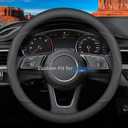 Custom-Fit for Subaru Steering Wheel Cover, Premium Leather Car Steering Wheel Cover with Logo, Non-Slip, Breathable, for Subaru Accessories (A-Style for Subaru)
