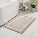 Bath mats for Bathroom Non Slip, Fluffy Shaggy Bath Rugs for Bathroom Washable, Extra Soft and Absorbent Microfiber Bath Rugs for Shower Sink, Kitchen Sink, Beige, 24" x 16"