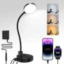 15W LED Desk Lamp with USB Charging Ports Dimmable Table Lamp with 3 Color Temps, 5 Brightness, 4 Timers, Flexible Gooseneck Light with Base, Eye-Caring Reading Light for Home Office, Bedroom, Study Black
